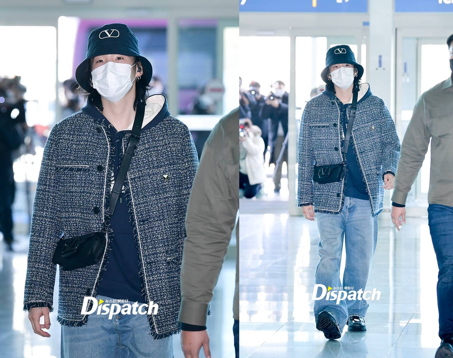 Penampilan Suga BTS menuju ke Los Angeles, Amerika Serikat untuk acara brand Valentino