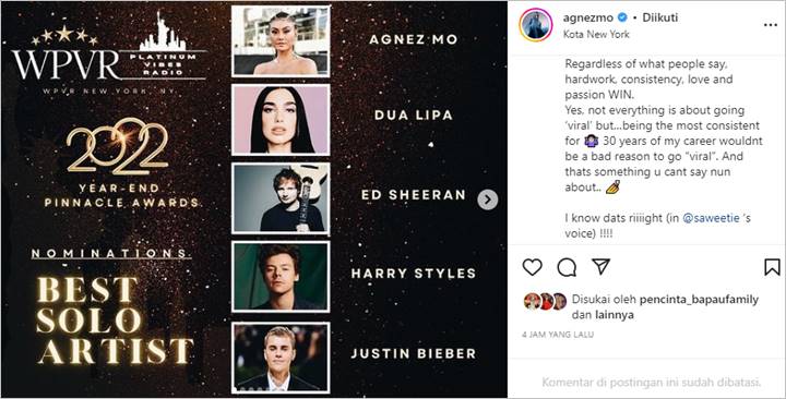 Savage, Agnez Mo Singgung Fenomena Viral Usai Sabet 4 Nominasi Sekaligus di Pinnacle Awards