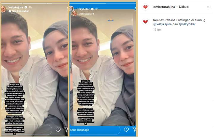 Senyum Bareng Rizky Billar, Lesti Kejora Ungkap Hal yang Disyukuri