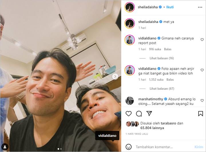 Jomplang, Kocaknya Vidi Aldiano Protes Lihat Cara Sheila Dara Buat Postingan Anniversary