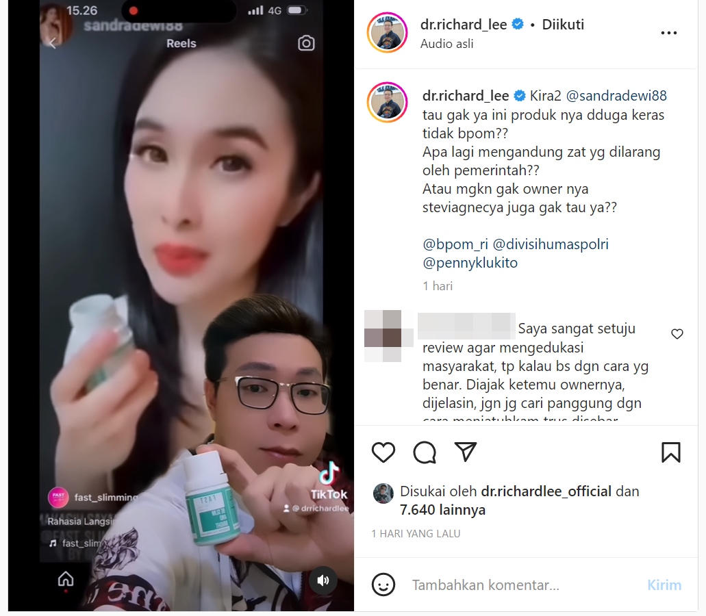 Sandra Dewi Diduga Promosikan Obat Diet yang Belum BPOM