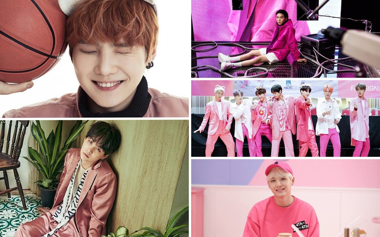 10 Potret Charming Suga BTS Berbalut Outfit Pink, Terbaru Saat Jadi BA Valentino