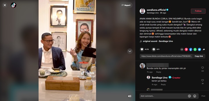 Bunda Corla Dipuji Keren Oleh Menteri Sandiaga Uno Bunda Corla Dipuji Keren Oleh Menteri Sandiaga Uno