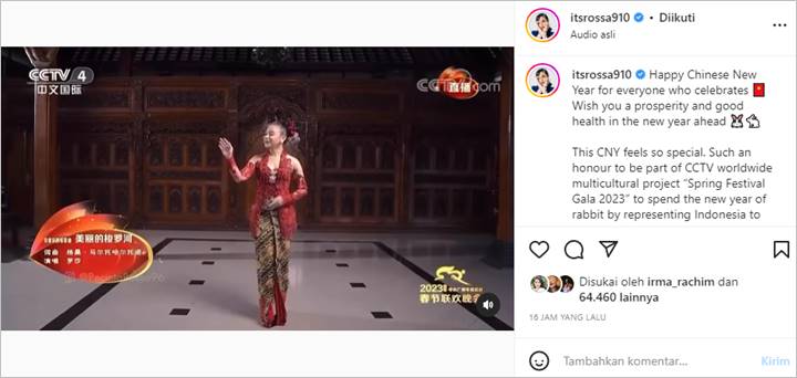 Rossa Tampil Virtual Nyanyikan \'Bengawan Solo\' di Stasiun TV Tiongkok Bikin Sederet Artis Terpukau