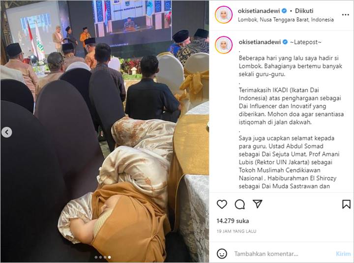 Oki Setiana Dewi Raih Penghargaan Dai Influencer dan Inovatif, Reaksi Putri Cantik Super Gemas