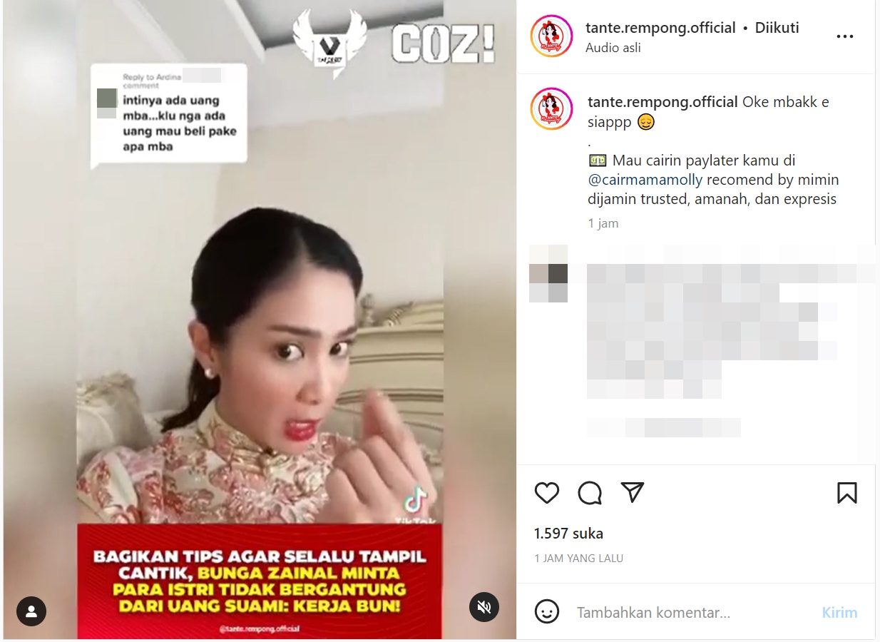 Bunga Zainal Minta Wanita Jangan Bergantung ke Uang Suami Bila Ingin Cantik