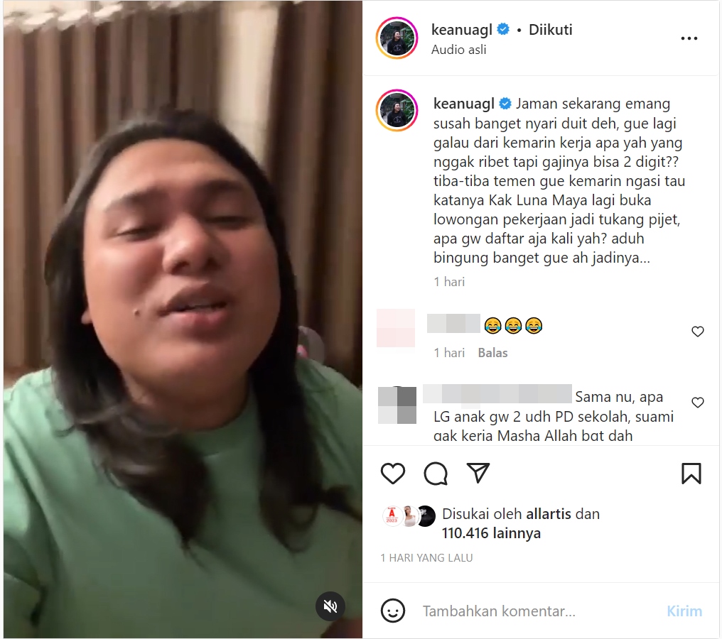 Luna Maya Buka Lowongan Tukang Pijat, Keanu Agl: Gue Daftar Aja Kali Ya?