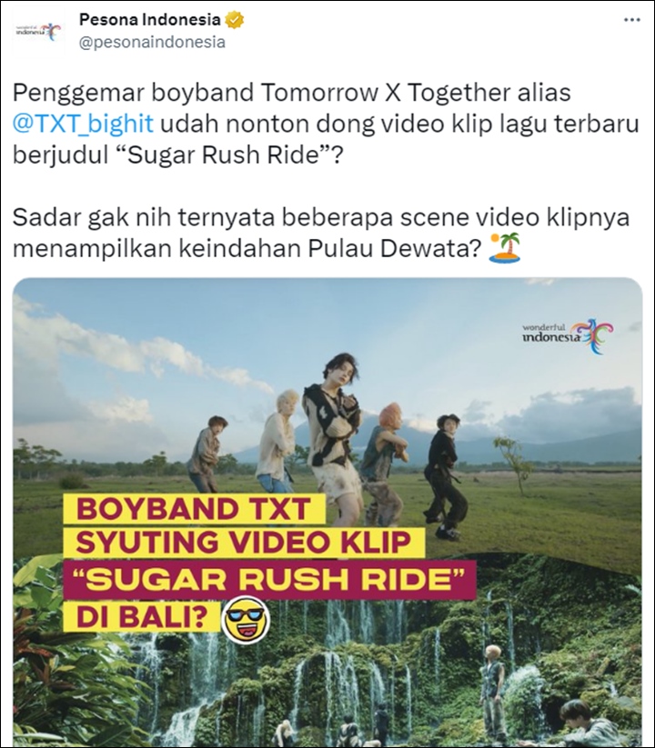 TXT Masuk Pesona Indonesia Gara-Gara MV \'Sugar Rush Ride\'
