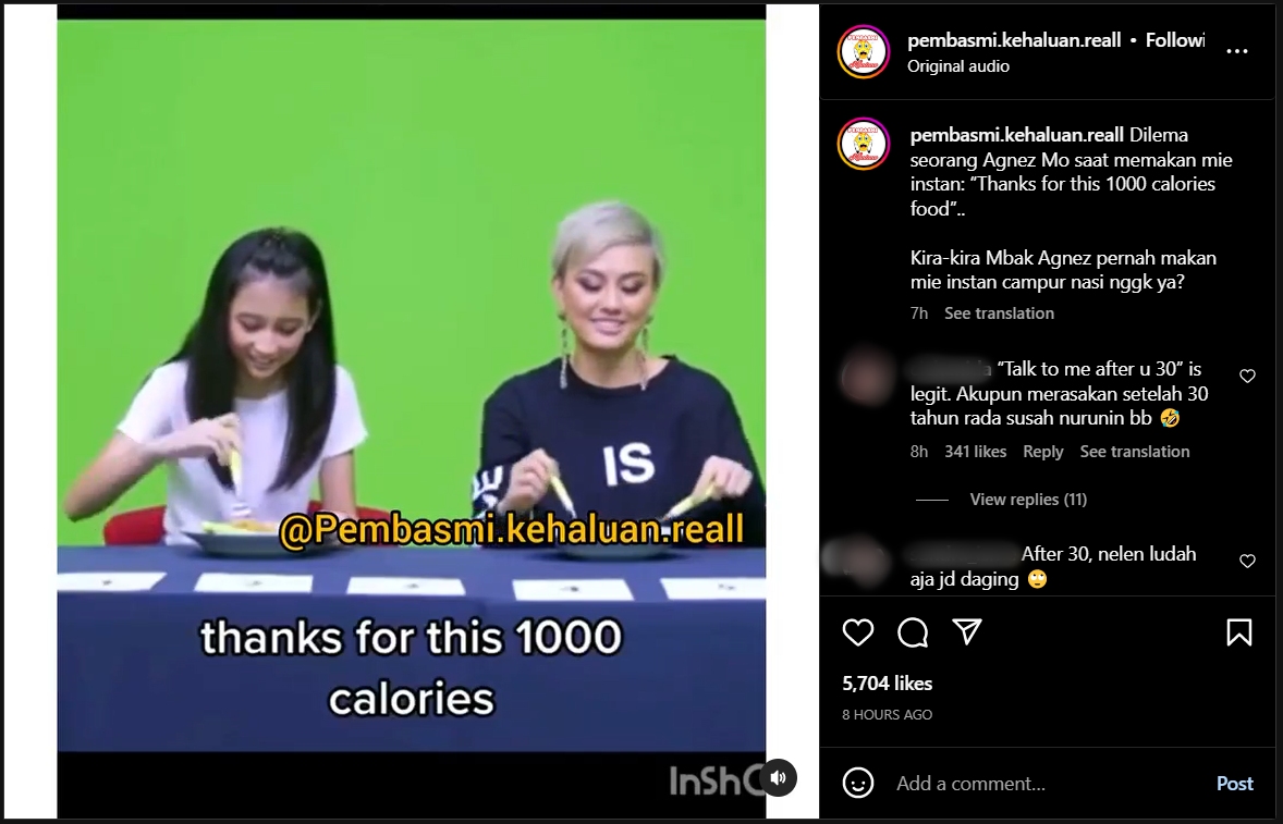 Agnez Mo Dilema Ditantang Makan Mi Goreng, Singgung 1000 Kalori