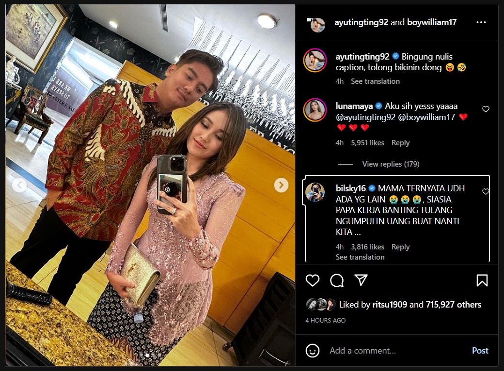 Ayu Ting Ting-Boy William Kondangan Bareng, Billy Syahputra Nangis di Kolom Komentar