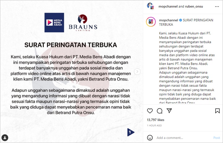 Tegas! Ruben Onsu Bakal Tuntut Penyebar Berita Negatif Betrand Peto