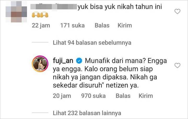 Fuji An Skakmat Netizen Setelah Disebut Munafik Gegara Ogah Nikah Buru-buru