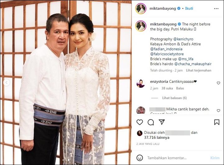 Mikha Tambayong Tampil Ala Putri Maluku Sehari Sebelum Nikah, Sosok Ayah Curi Perhatian Mikha Tambayong Tampil Ala Putri Maluku Sehari Sebelum Nikah, Sosok Ayah Curi Perhatian Mikha Tambayong Tampil Ala Putri Maluku Sehari Sebelum Nikah, Sosok Ayah Curi Perhatian