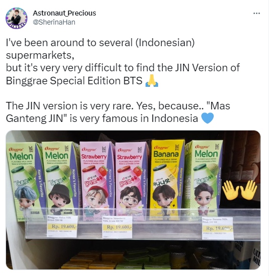 Popularitas Jin BTS Bikin Produk Susu Ludes Terjual dan Sulit Dicari di Indonesia