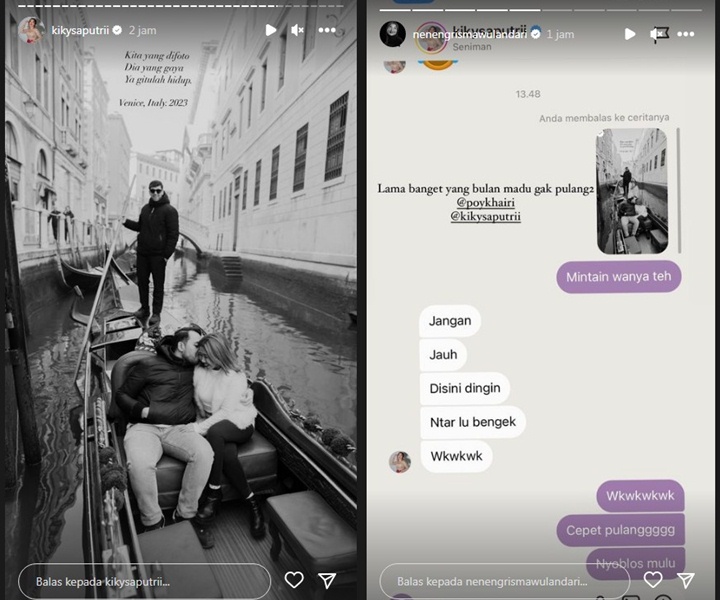 Kiky Saputri dan Suami Mesra di Venice, Gaya Tukang Gondola Ganteng Curi Perhatian