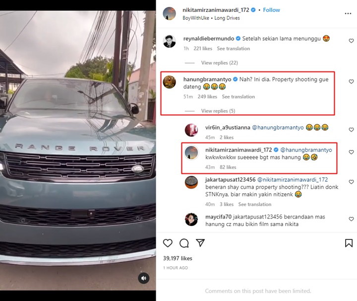 Nikita Mirzani Pamer Mobil Baru Usai Diledek Miskin, Komentar Hanung Bramantyo Picu Curiga