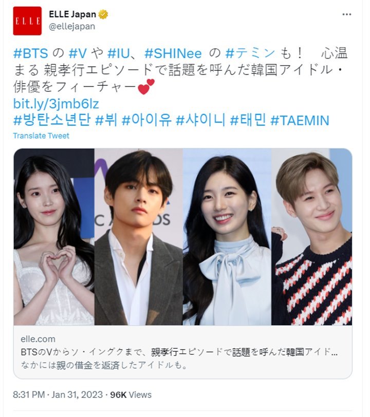 V BTS Dapat Gelar Anak Berbakti dari Media Jepang, Hubungan dengan Ortu Disorot