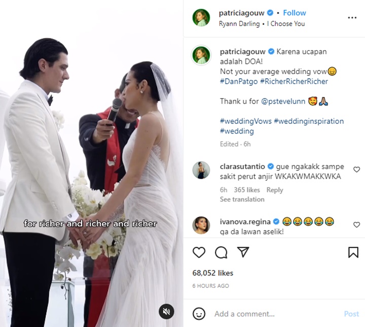Patricia Gouw Ucap Janji Nikah Melenceng dari Teks, Pendeta Ngakak