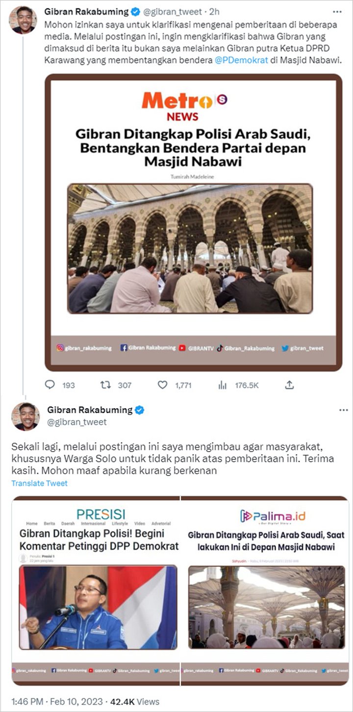 Gibran Rakabuming Muncul Usai Heboh Kabar Ditangkap Polisi Arab Saudi