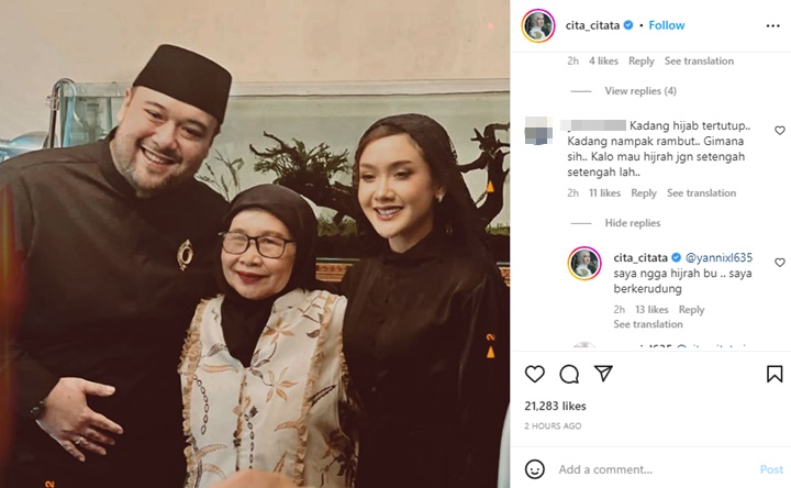 Terciduk Lepas Hijab, Cita Citata Balas Komentar Pedas Netter