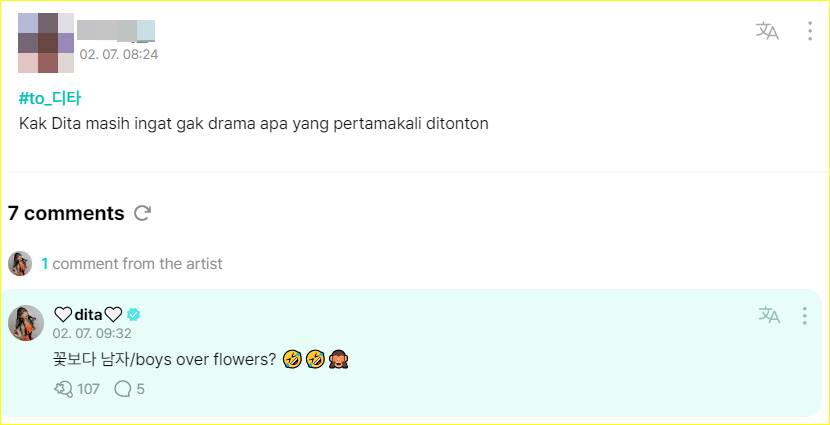 Dita Karang Secret Number menceritakan mengenai drama Korea pertama yang ia tonton