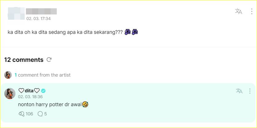 Dita Karang Secret Number asyik menonton ulang \