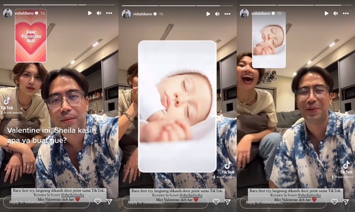 Buka Kado Valentine dari Sheila Dara, Vidi Aldiano Ngakak Dapat Foto Bayi
