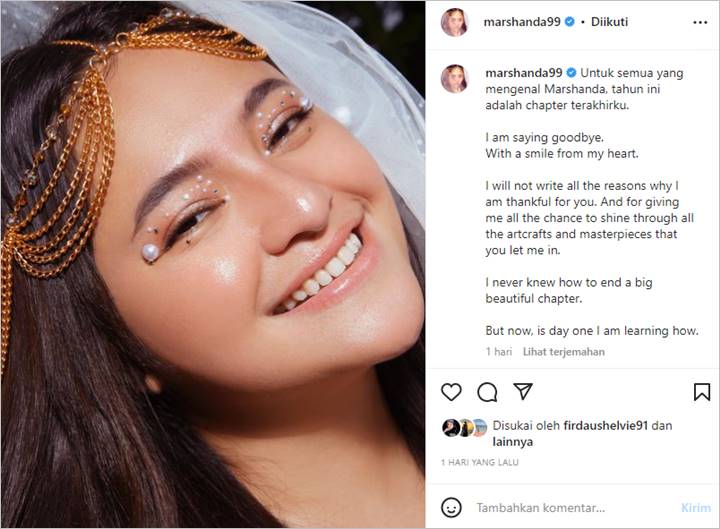 Marshanda Ucap Selamat Tinggal Hingga Singgung Chapter Terakhir, Bikin Khawatir