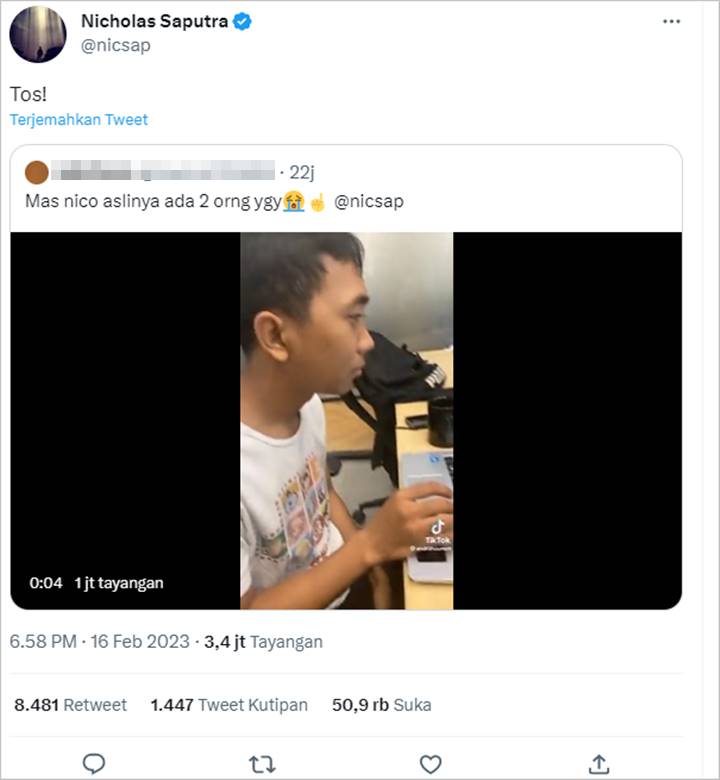 Reaksi Kocak Nicholas Saputra Usai Muncul Pria Miliki Nama Mirip Plek Dirinya