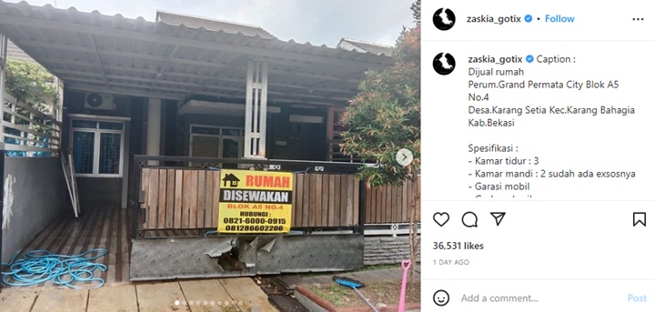 Zaskia Gotik Jual Rumah Mewah, Informasi Tercantum Malah Bikin Bingung