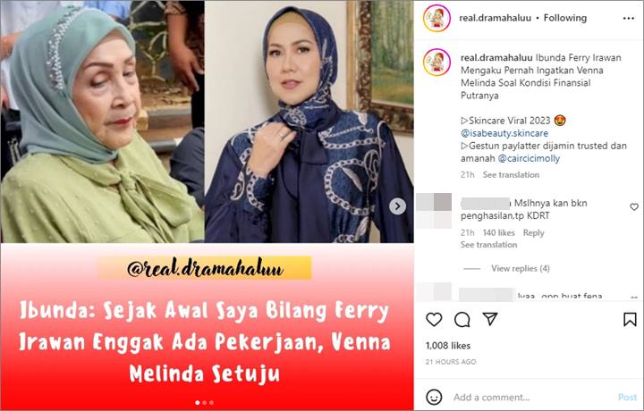 Ibunda Fery Irawan Ingatkan Venna Melinda Mau Terima Kondisi Finansial Sang Putra di Awal Menikah