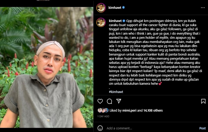 Kim Hawt Klarifikasi Soal Foto KOntroversial Pneyintas Kanker