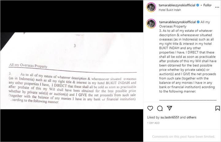 Ungkap Penampakan Surat Wasiat Sang Ayah, Tamara Bleszynski: Kakak Tua Bertobatlah