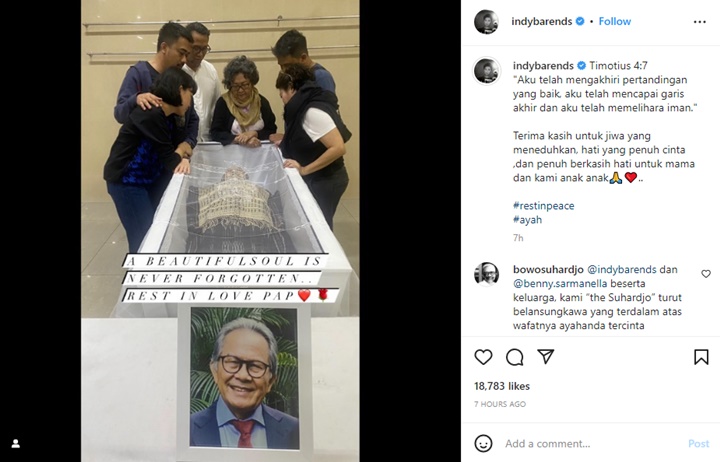 Indy Barends Berduka Sang Ayah Meninggal Dunia, Istri Indra Bekti Bicara Takdir