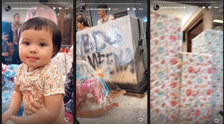 Aurel Hermansyah Pamer Momen Ameena Dikelilingi Segunung Kado di Ultah Pertama Aurel Hermansyah Pamer Momen Ameena Dikelilingi Segunung Kado di Ultah Pertama