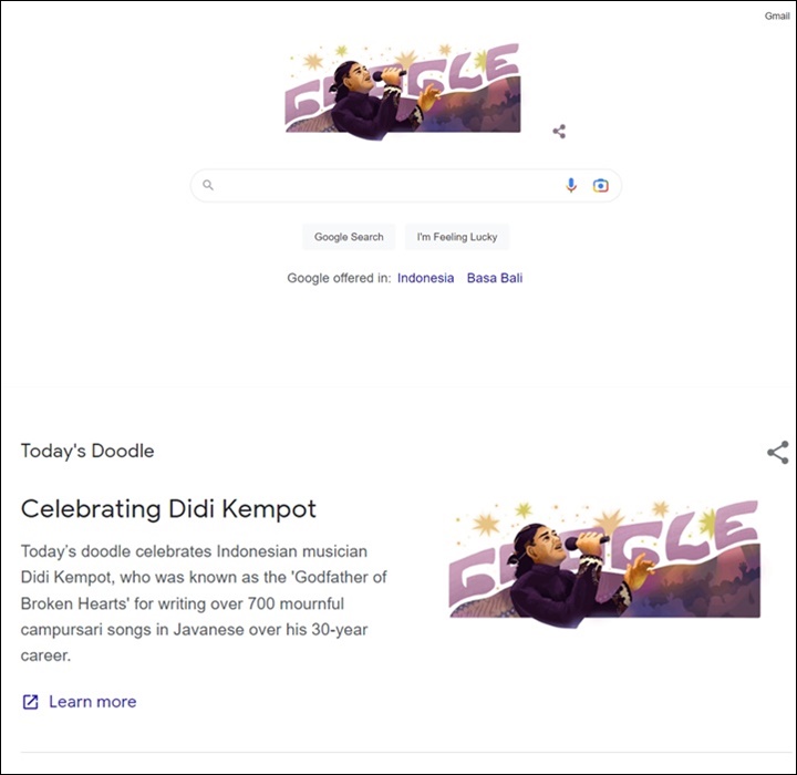 Mendiang Didi Kempot Muncul di Google Doodle, Istri Cantik Ikut Bangga