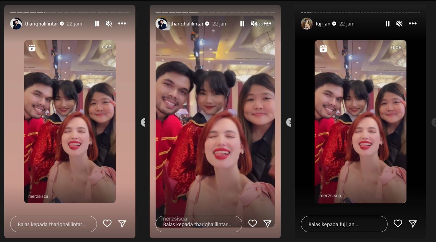 Fuji dan Thariq membagikan boomerang di Instagram Story masing-masing