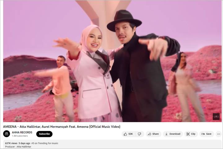 Atta Halilintar Rekam Reaksi Manis Ameena Dengar Lagu Dirinya