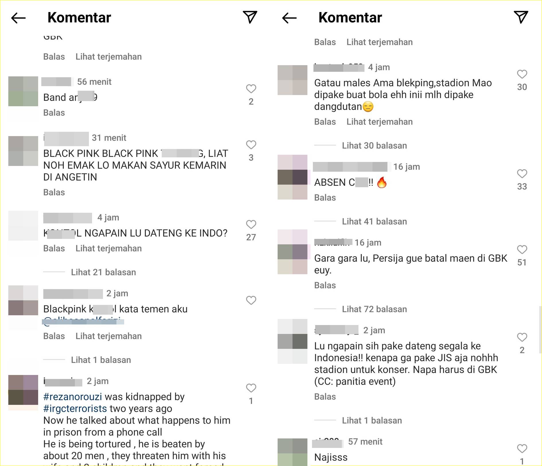 BLACKPINK mendapatkan komentar negatif para penggemar suporter bola