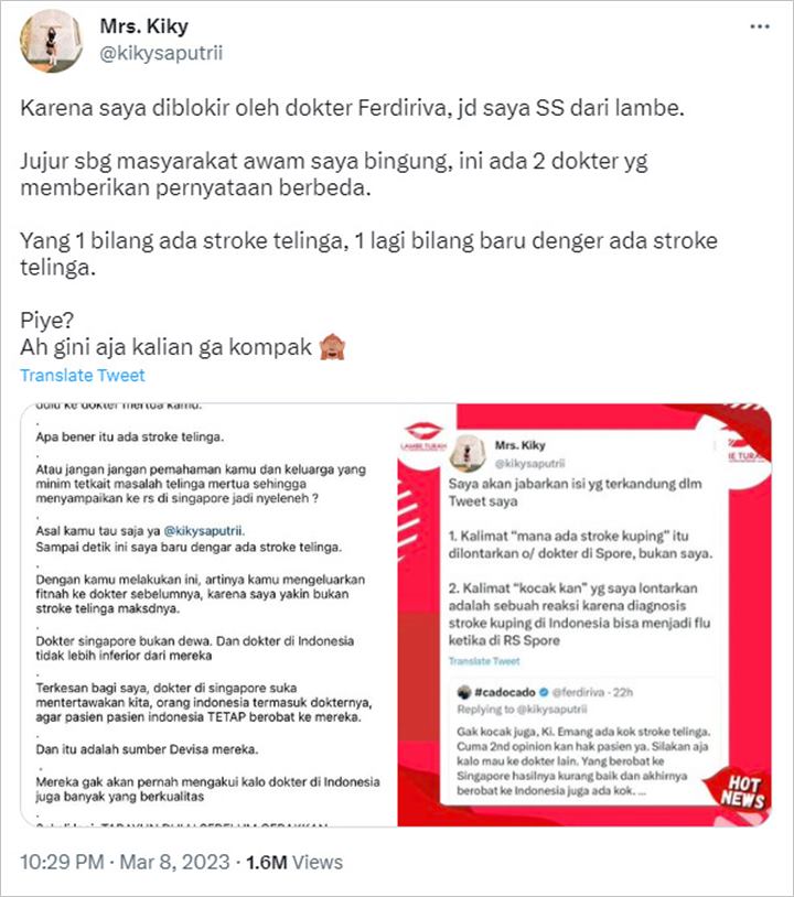 Kiky Saputri Diomeli Dokter Usai Curhat Kondisi Mertua, Pembelaan dr Tirta Makjleb