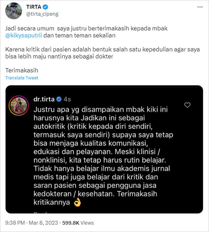 Kiky Saputri Diomeli Dokter Usai Curhat Kondisi Mertua, Pembelaan dr Tirta Makjleb