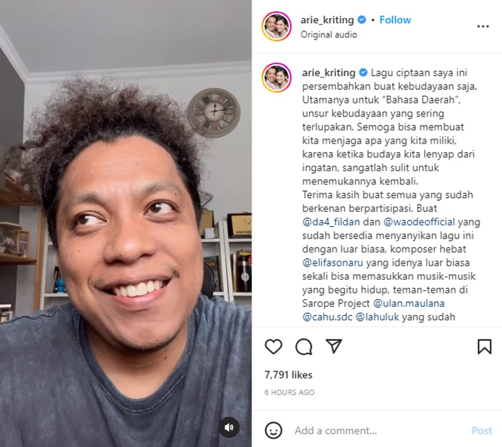 Arie Kriting Perdana Rilis Lagu, Indah Permatasari dan Anak Digaet Jadi Model Video Klip