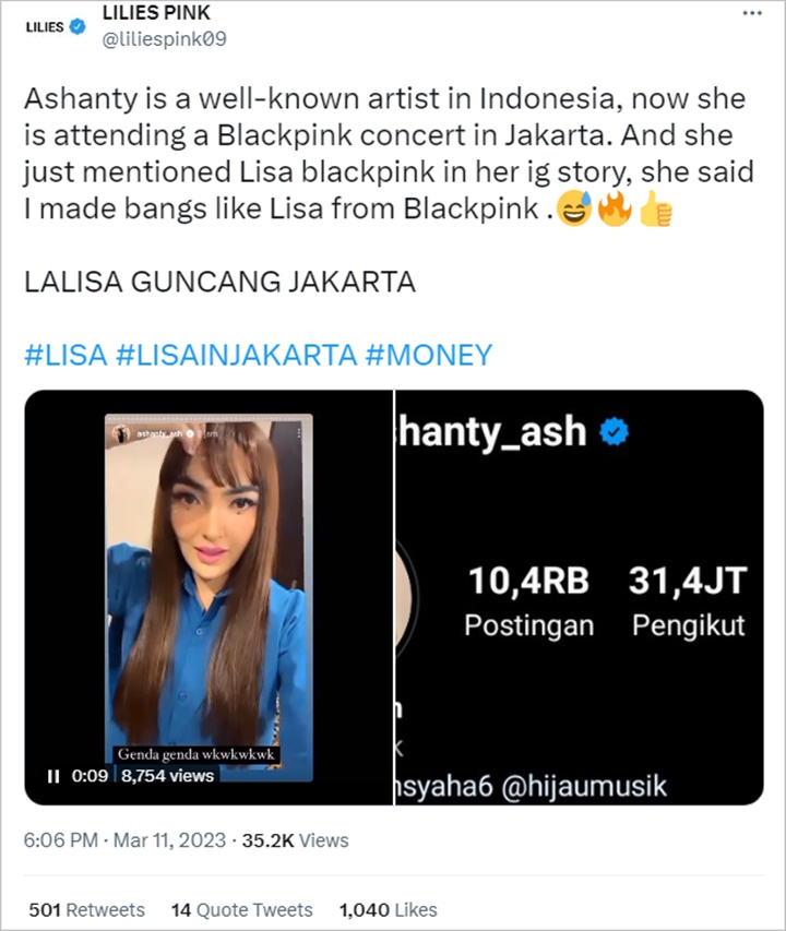 Ubah Penampilan Jadi Mirip Lisa BLACKPINK, Ashanty Auto Viral di Twitter