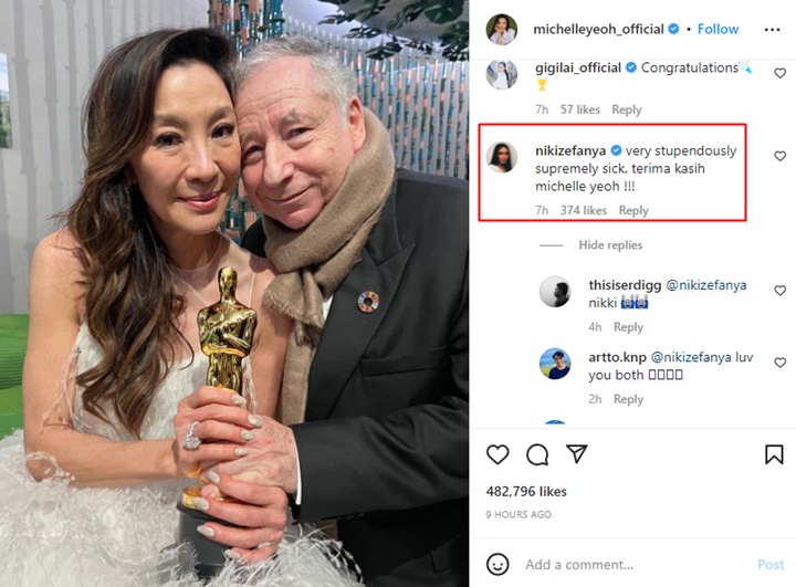 NIKI Tinggalkan Komentar Berbahasa Indonesia di Unggahan Kemenangan Michelle Yeoh