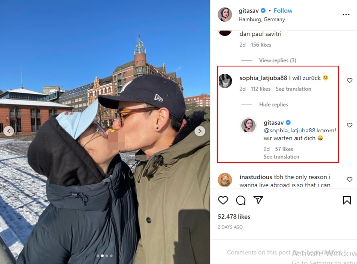 Gita Savitri dan Suami Pamer Pose Ciuman, Sophia Latjuba Nimbrung Beri Komentar