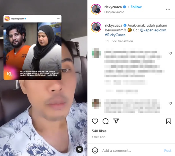 Ammar Zoni Alasan Pakai Sabu Biar Kurus, Ricky Cuaca Beri Informasi Penting!
