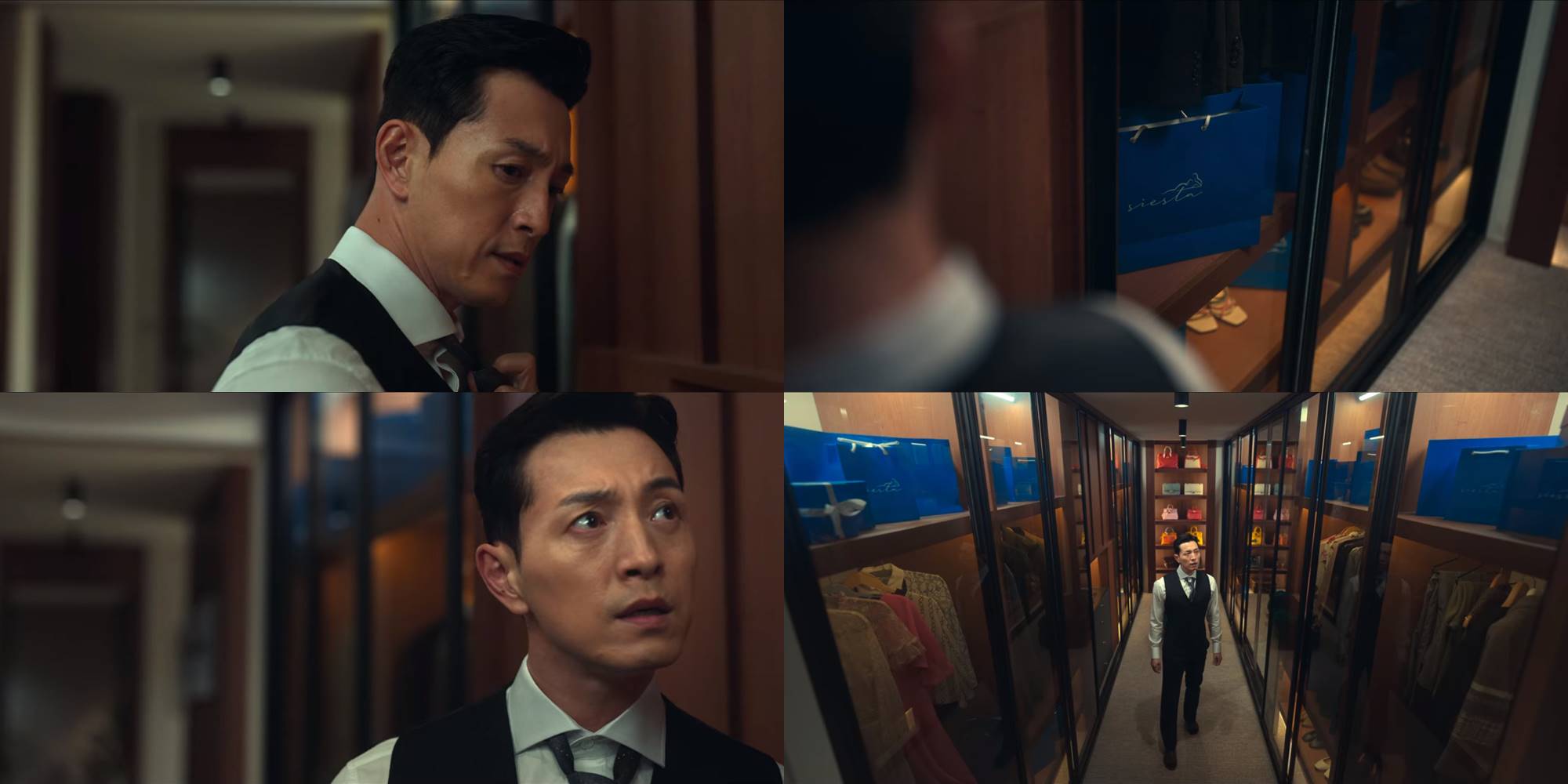 Momen Jung Sung Il memperhatikan wardrobe di rumahnya dan Lim Yeo Jin di \