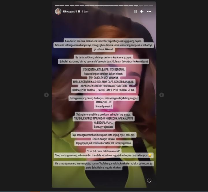 Kiky Saputri Buka Suara Usai Dikritik Soal Komentarnya ke Jennie BLINK