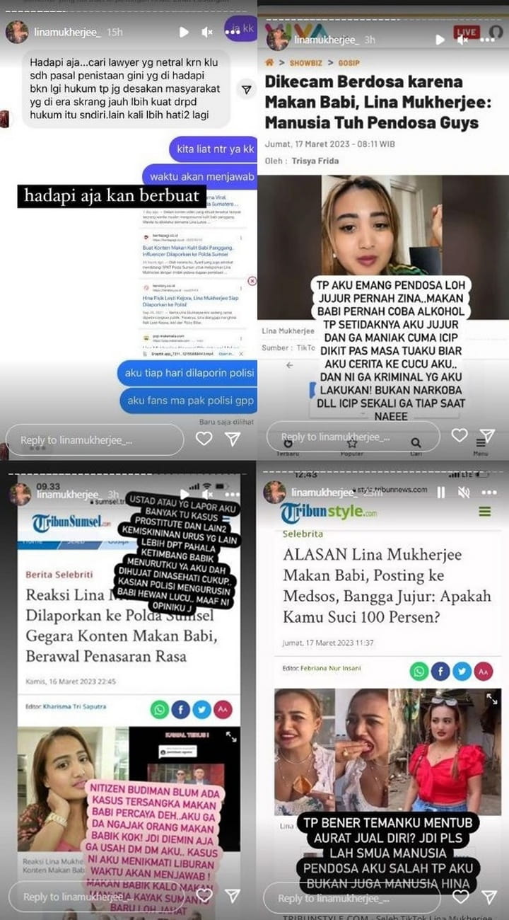Reaksi Lina Mukherjee Dipolisikan Gara-Gara Makan Babi