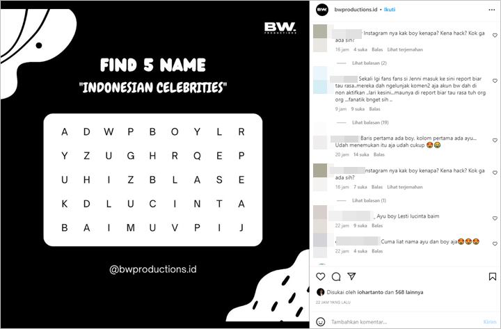 Akun Instagram Lenyap, Kondisi Boy William Dikabarkan Sang Adik
